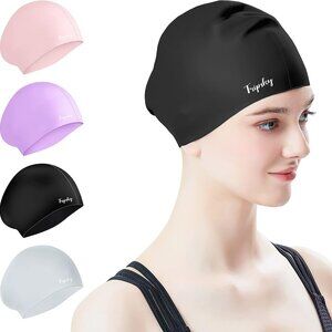 Tripsky Silicone Swim Cap for Long Hair | Swimming Cap for Women Men Teenager |